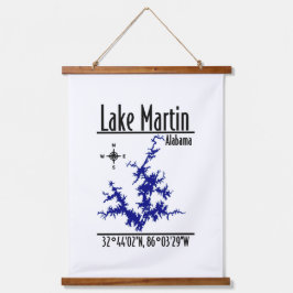 Tapiz Con Marco De Madera Mapa Náutico Azul del Lago Martin Alabama