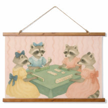 Mapaches Lindos Vintage Jugando Mahjong