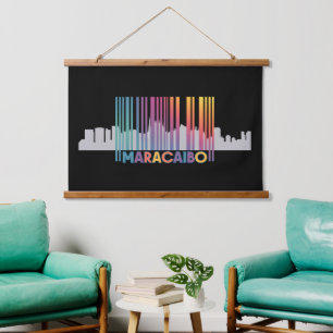 Tapiz Con Marco De Madera Maracaibo City Barcode Art Latin Pride