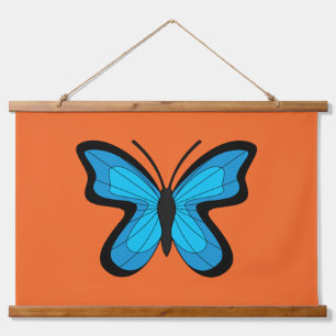 Tapiz Con Marco De Madera Mariposa azul