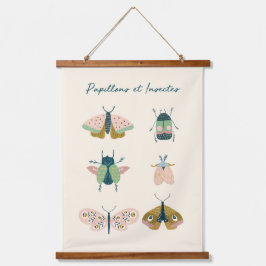 Tapiz Con Marco De Madera Mariposas y escarabajos de guardería