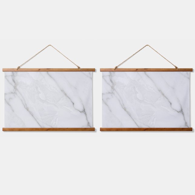 Tapiz Con Marco De Madera Mármol Blanco (Doble)