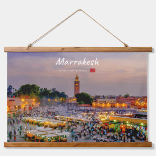Tapiz Con Marco De Madera Marrakech, Marruecos - Plaza Jemaa el Fnaa