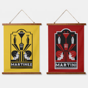 Tapiz Con Marco De Madera Martinez Cocktail Art Deco