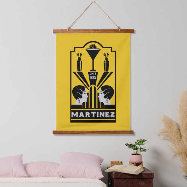 Tapiz Con Marco De Madera Martinez Cocktail Art Deco (Dormitorio)