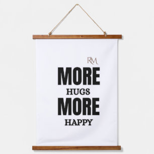 Tapiz Con Marco De Madera Más Abrazos Más Feliz Diseño Cute Positivo