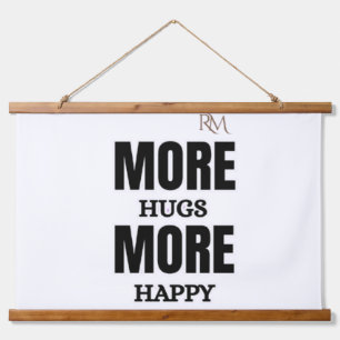 Tapiz Con Marco De Madera Más Abrazos Más Feliz Diseño Cute Positivo