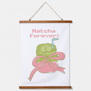 Tapiz Con Marco De Madera Matcha Por Siempre Cute Coquette Arte de Píxeles T