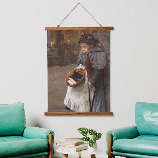 Tapiz Con Marco De Madera Matchstick Chica Pobre Calle Urchin Pobreza Urbana (Sala de estar)