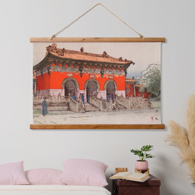 Tapiz Con Marco De Madera Mausoleo en ebullición, Liaoning, Yoshi Hiroshi Ch (Dormitorio)