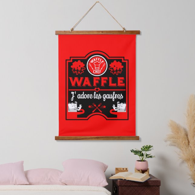 Tapiz Con Marco De Madera Me encantan los Waffles (Dormitorio)