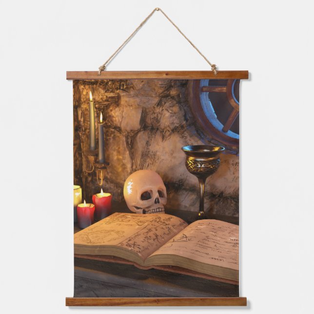 Tapiz Con Marco De Madera Medieval Fantasy Wizard's Study (Anverso)