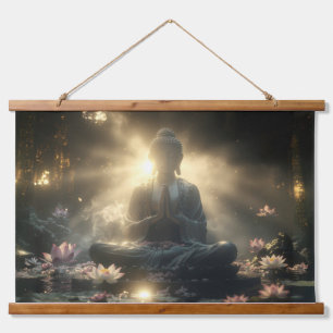 TAPIZ CON MARCO DE MADERA MEDITACIÓN - YOGA - CARPE DIEM