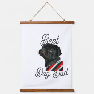 Tapiz Con Marco De Madera Mejores padres abuelos papá perro foto mascota gri