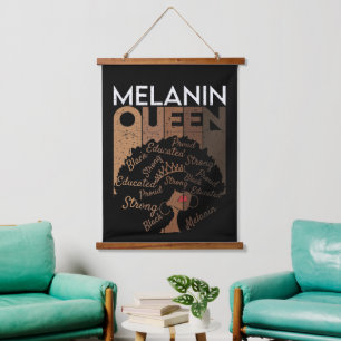 Tapiz Con Marco De Madera Melanin Afro Queen Word Art