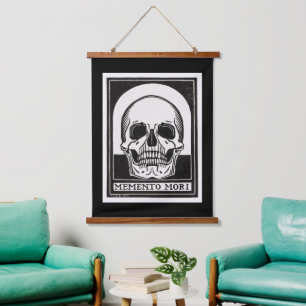 Tapiz Con Marco De Madera Memento Mori Skull Art