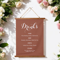 Menú de Bebidas Boda Naranja Quemado Blanco