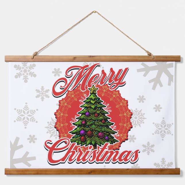Tapiz Con Marco De Madera Merry Christmas Wall art (Anverso )