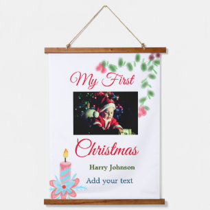 Tapiz Con Marco De Madera Mi primera vela navideña agrega el nombre de la fo