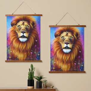 Tapiz Con Marco De Madera Mighty Lion