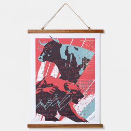 Tapiz Con Marco De Madera Minimal Stock Market Bull Bear Chart