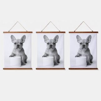 Tapiz Con Marco De Madera Minimalist Funny French Bulldog Guards ToiletPaper