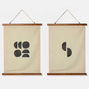 Tapiz Con Marco De Madera Minimalist geometric shapes