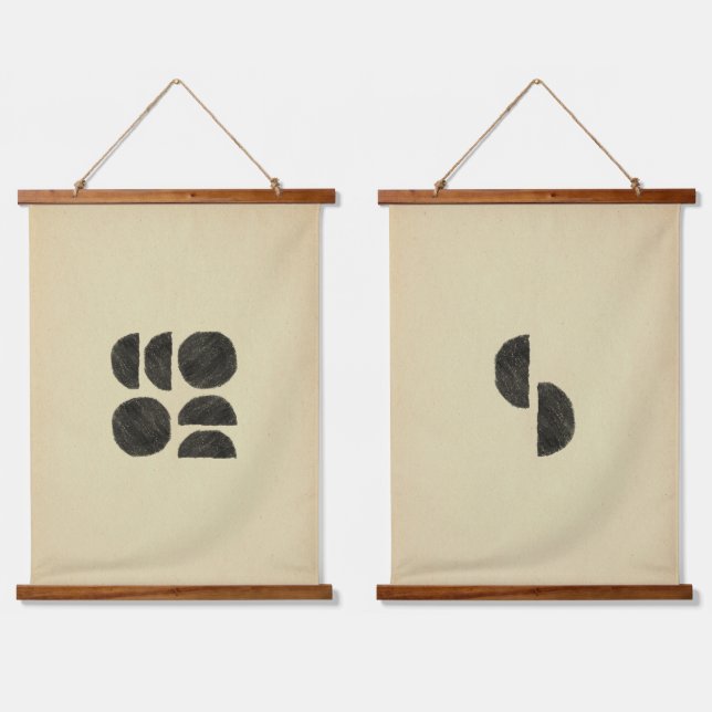 Tapiz Con Marco De Madera Minimalist geometric shapes (Doble)