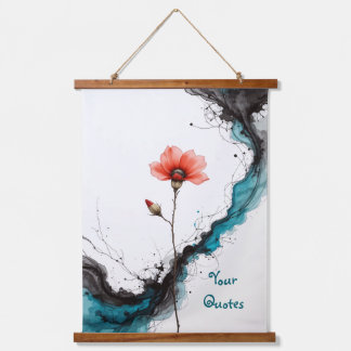 Tapiz Con Marco De Madera Minimalist Red Poppy Ink Art Print