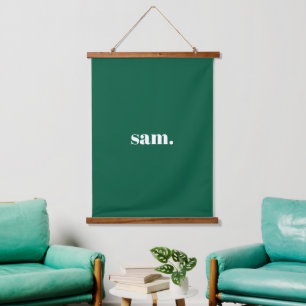 Tapiz Con Marco De Madera Minimalista negrita texto personalizado verde