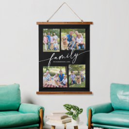 Tapiz Con Marco De Madera Modern Photo Collage Family Script Keepsake