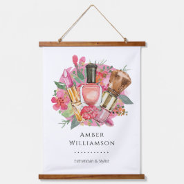 Tapiz Con Marco De Madera Moderna acuarela color rosa maquillaje artista Mod