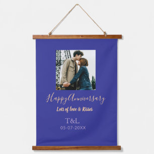 Tapiz Con Marco De Madera Moderno boho feliz aniversario añadir nombre naran