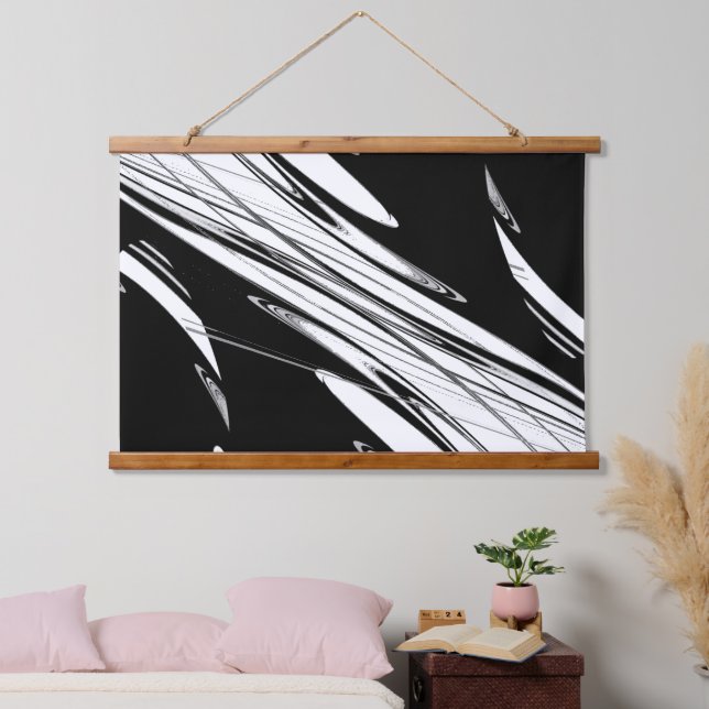 Tapiz Con Marco De Madera Moderno en negro y blanco (Dormitorio)