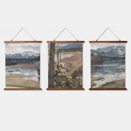 Tapiz Con Marco De Madera Moderno paisaje agrícola