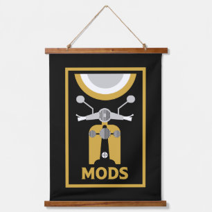 Tapiz Con Marco De Madera Modos Y Rockeros De Inspiración Vintage