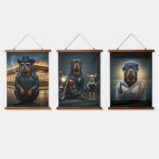 Tapiz Con Marco De Madera Momentos de vida con Maximus la Rottie