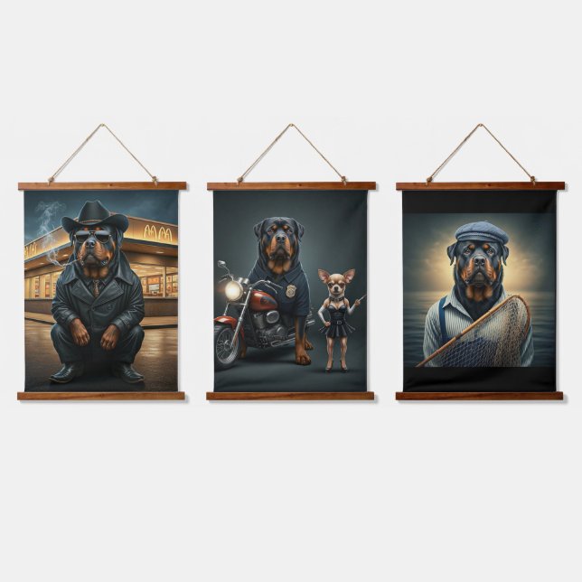 Tapiz Con Marco De Madera Momentos de vida con Maximus la Rottie (Triple)