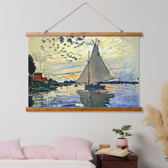 Tapiz Con Marco De Madera Monet - Barco de vela en Le Petit Gennevilliers (Dormitorio)