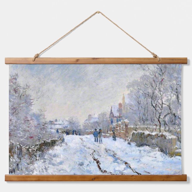 Tapiz Con Marco De Madera Monet - Snow Scene at Argenteuil (Anverso )