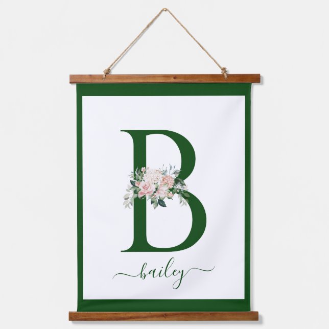 Tapiz Con Marco De Madera Monogram Floral Letter B (Anverso)