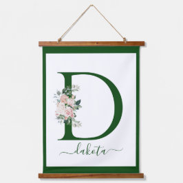 Tapiz Con Marco De Madera Monogram Floral Letter D