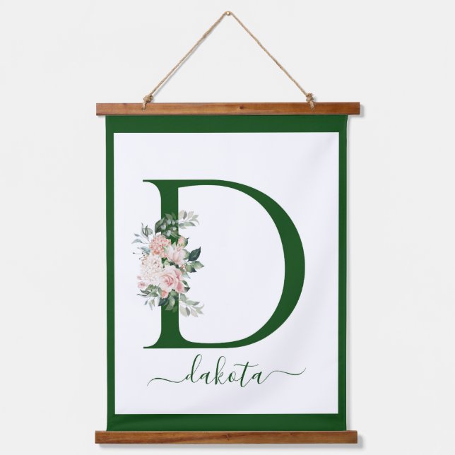 Tapiz Con Marco De Madera Monogram Floral Letter D (Anverso)
