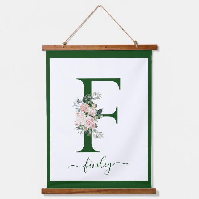 Tapiz Con Marco De Madera Monogram Floral Letter F (Anverso)