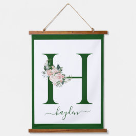 Tapiz Con Marco De Madera Monogram Floral Letter H