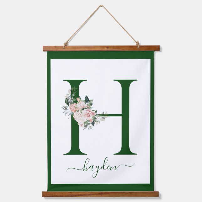 Tapiz Con Marco De Madera Monogram Floral Letter H (Anverso)