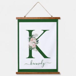 Tapiz Con Marco De Madera Monogram Floral Letter K