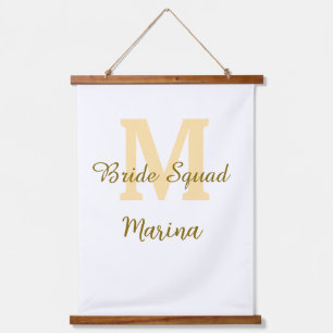 Tapiz Con Marco De Madera Monograma de equipo de novia regalo de boda simple