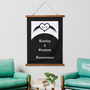 Tapiz Con Marco De Madera Monogramado Boda gótico Personalizado del corazón