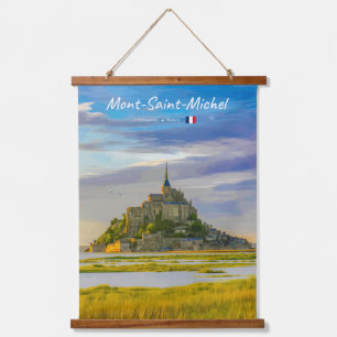 Tapiz Con Marco De Madera Mont-Saint-Michel, Francia - Abadía Medieval